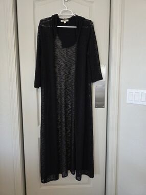 Indigo Thread Co. Black Sheer Open-Front Cardigan